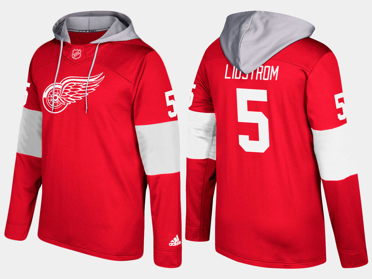 NHL Men Detroit red wings retired nicklas lidstrom red hoodie